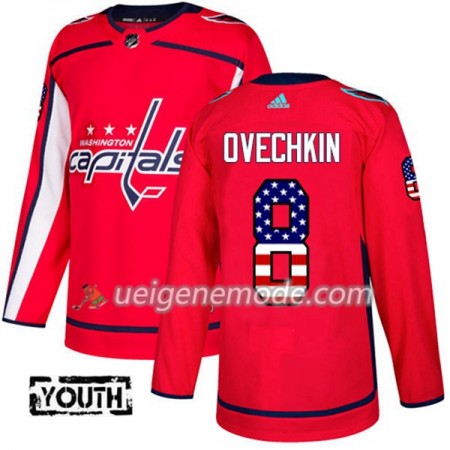 Kinder Eishockey Washington Capitals Trikot Alex Ovechkin 8 Adidas 2017-2018 Rot USA Flag Fashion Authentic